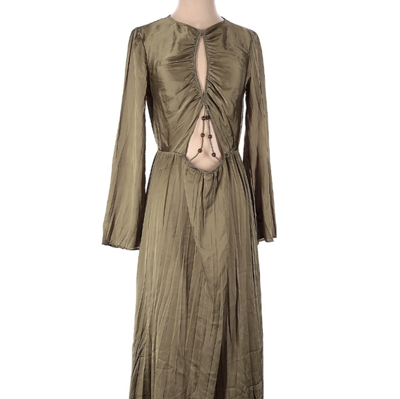 ZARA * satin effect pleated wrinkle effect cut out dress blogger favorite - Picture 15 of 16